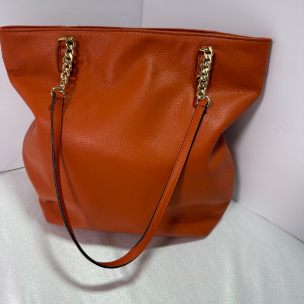 Michael Kors Large Orange Leather Shoulder Tote Bag - Picture 2 of 7